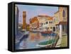 Burano Clocktower, 2000 (Oil on Board)-William Ireland-Framed Stretched Canvas