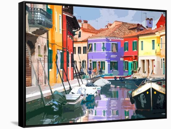 Burano Village-Shelley Lake-Framed Stretched Canvas