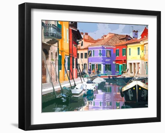 Burano Village-Shelley Lake-Framed Art Print