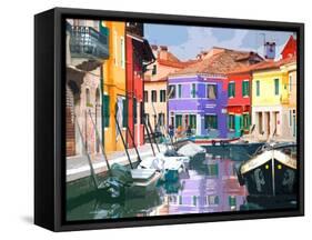 Burano Village-Shelley Lake-Framed Stretched Canvas