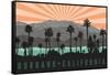 Burbank, California - Palm Trees and Mountains-Lantern Press-Framed Stretched Canvas