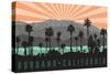 Burbank, California - Palm Trees and Mountains-Lantern Press-Stretched Canvas