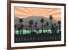 Burbank, California - Palm Trees and Mountains-Lantern Press-Framed Art Print