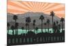 Burbank, California - Palm Trees and Mountains-Lantern Press-Mounted Art Print