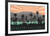 Burbank, California - Palm Trees and Mountains-Lantern Press-Framed Premium Giclee Print