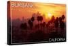 Burbank, California - Skyline and Palms-Lantern Press-Stretched Canvas