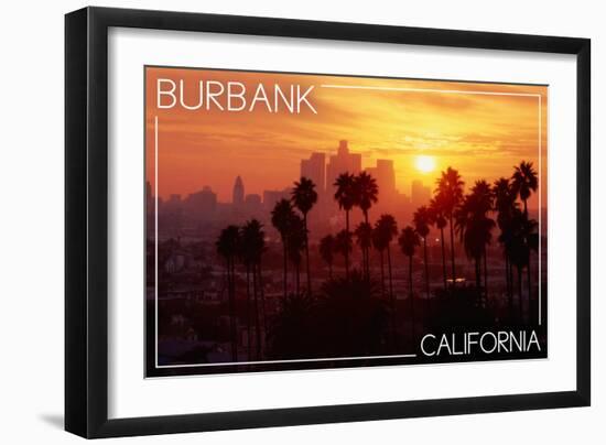 Burbank, California - Skyline and Palms-Lantern Press-Framed Art Print