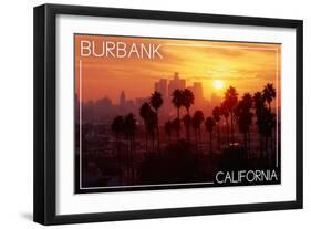 Burbank, California - Skyline and Palms-Lantern Press-Framed Art Print