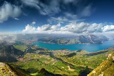 Panoramic View on Lake Thun-Burben-Photographic Print