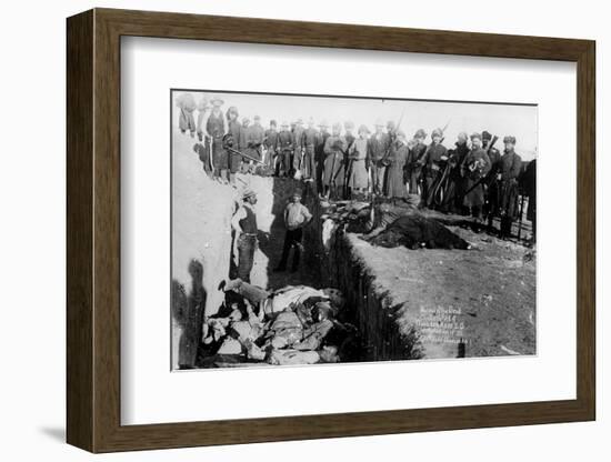 Bureal (Burial) of the Dead at the Battlefield of Wounded Knee, South Dakota, 1891-null-Framed Photographic Print