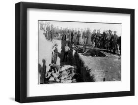 Bureal (Burial) of the Dead at the Battlefield of Wounded Knee, South Dakota, 1891-null-Framed Photographic Print