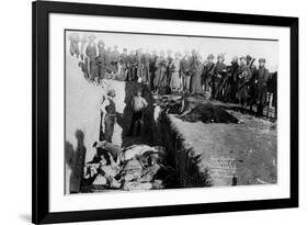 Bureal (Burial) of the Dead at the Battlefield of Wounded Knee, South Dakota, 1891-null-Framed Photographic Print