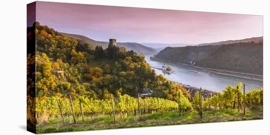 Burg Gutenfels at Sunset, Kaub, Rhineland-Palatinate, Germany-Matteo Colombo-Stretched Canvas