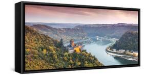 Burg Katz and Romantic Rhine, Sankt Goarhausen, Rhineland-Palatinate, Germany-Matteo Colombo-Framed Stretched Canvas