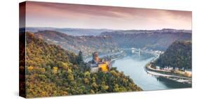 Burg Katz and Romantic Rhine, Sankt Goarhausen, Rhineland-Palatinate, Germany-Matteo Colombo-Stretched Canvas