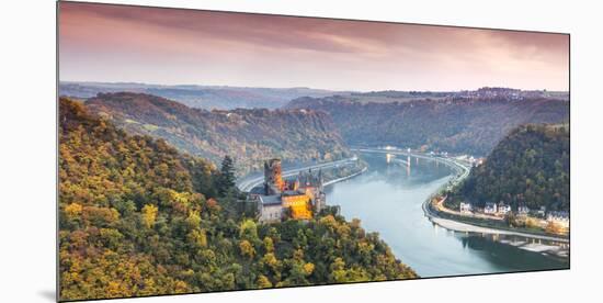 Burg Katz and Romantic Rhine, Sankt Goarhausen, Rhineland-Palatinate, Germany-Matteo Colombo-Mounted Photographic Print