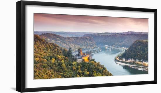 Burg Katz and Romantic Rhine, Sankt Goarhausen, Rhineland-Palatinate, Germany-Matteo Colombo-Framed Photographic Print