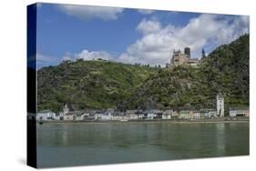 Burg Katz, Katz Castle, St Goarshausen, St Goar, Rhine River, Germany-Jim Engelbrecht-Stretched Canvas