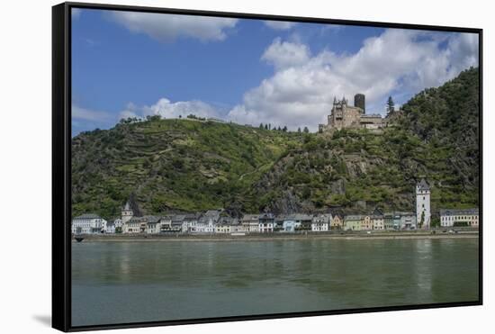 Burg Katz, Katz Castle, St Goarshausen, St Goar, Rhine River, Germany-Jim Engelbrecht-Framed Stretched Canvas