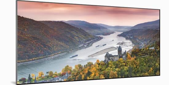 Burg Stahleck and River Rhine, Bacharach, Rhineland-Palatinate, Germany-Matteo Colombo-Mounted Photographic Print