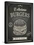 Burger House Poster on Chalkboard-hoverfly-Framed Stretched Canvas