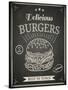 Burger House Poster on Chalkboard-hoverfly-Stretched Canvas