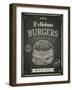 Burger House Poster on Chalkboard-hoverfly-Framed Art Print