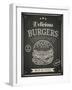 Burger House Poster on Chalkboard-hoverfly-Framed Art Print