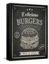 Burger House Poster on Chalkboard-hoverfly-Framed Stretched Canvas