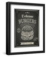 Burger House Poster on Chalkboard-hoverfly-Framed Art Print