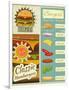 Burgers Menu Set Retro-elfivetrov-Framed Art Print