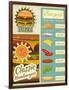 Burgers Menu Set Retro-elfivetrov-Framed Art Print