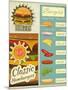 Burgers Menu Set Retro-elfivetrov-Mounted Art Print