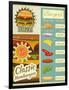 Burgers Menu Set Retro-elfivetrov-Framed Art Print