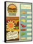 Burgers Menu Set Retro-elfivetrov-Framed Stretched Canvas