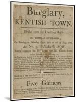 Burglary in Kentish Town in 1798. Reward of £5-null-Mounted Giclee Print