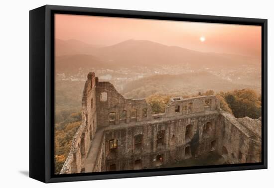 Burgruine Hohenbaden Castle Ruin at Sunset-Markus-Framed Stretched Canvas