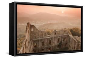 Burgruine Hohenbaden Castle Ruin at Sunset-Markus-Framed Stretched Canvas