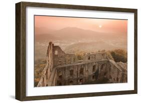 Burgruine Hohenbaden Castle Ruin at Sunset-Markus-Framed Photographic Print