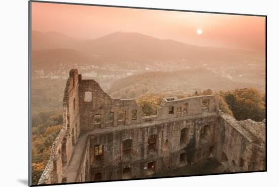 Burgruine Hohenbaden Castle Ruin at Sunset-Markus-Mounted Photographic Print