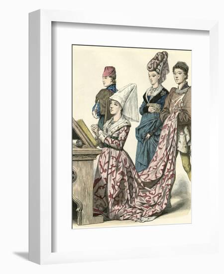 Burgundian Costume 1450-null-Framed Art Print