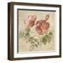 Burgundy Rose on Antique Linen Light-Cheri Blum-Framed Art Print