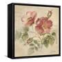 Burgundy Rose on Antique Linen Light-Cheri Blum-Framed Stretched Canvas