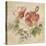 Burgundy Rose on Antique Linen Light-Cheri Blum-Stretched Canvas