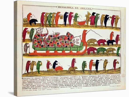 Burial of a Cat by the Mice, Caricature of Tsar Peter the Great 1850-null-Stretched Canvas