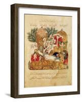 Burial of a Plague Victim, from "Al Maqamat" by Al-Hariri-null-Framed Giclee Print