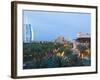 Burj Al Arab and Madinat Jumeirah Hotels at Dusk, Dubai, United Arab Emirates, Middle East-Amanda Hall-Framed Photographic Print