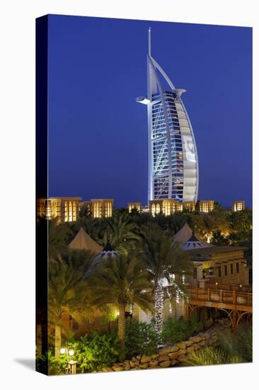 Burj Al Arab and Medinat Hotels, 7 Stars Hotel, Jumeirah, Dubai, United Arab Emirates-Axel Schmies-Stretched Canvas