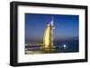 Burj Al Arab Hotel at Night, Iconic Dubai Landmark, Jumeirah Beach, Dubai, United Arab Emirates-Fraser Hall-Framed Photographic Print