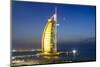 Burj Al Arab Hotel at Night, Iconic Dubai Landmark, Jumeirah Beach, Dubai, United Arab Emirates-Fraser Hall-Mounted Photographic Print